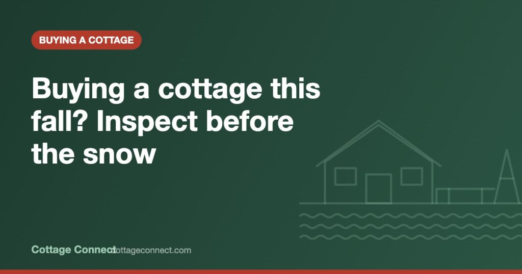 Ontario lakeside cottage in late fall with bare trees, illustrating buying a cottage in the fall