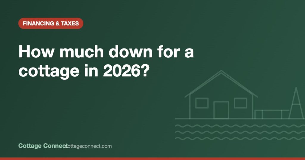 Calculator and lake view representing cottage mortgage down payment rules in Ontario