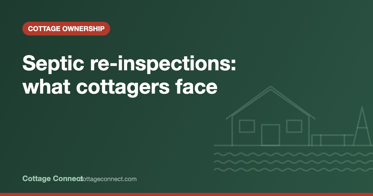Uncovered septic tank lid at a cottage, illustrating a septic re-inspection program in Ontario
