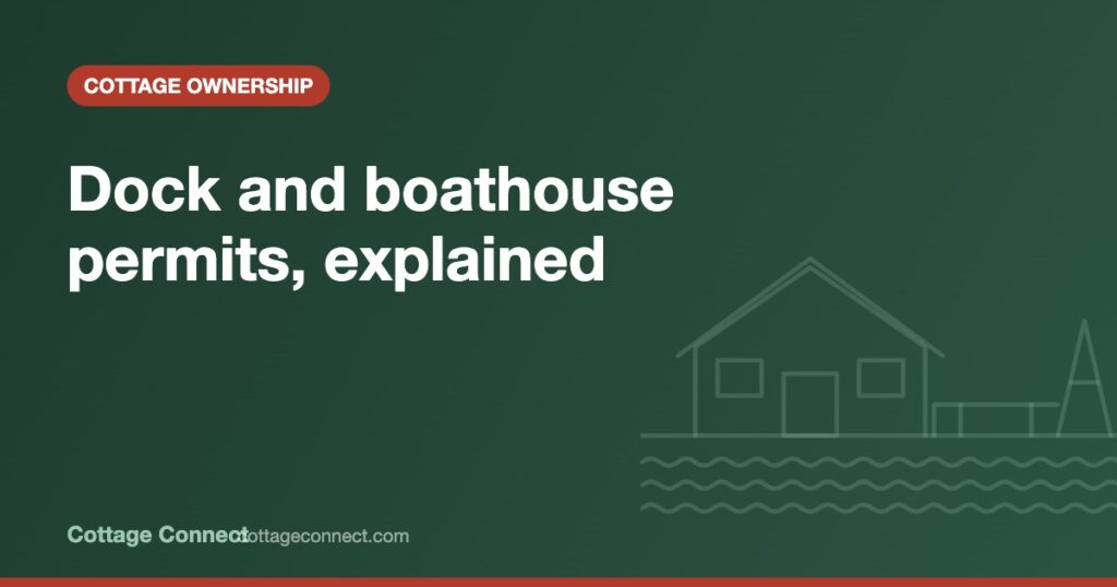 Wooden crib dock on an Ontario lake, illustrating dock permits in Ontario