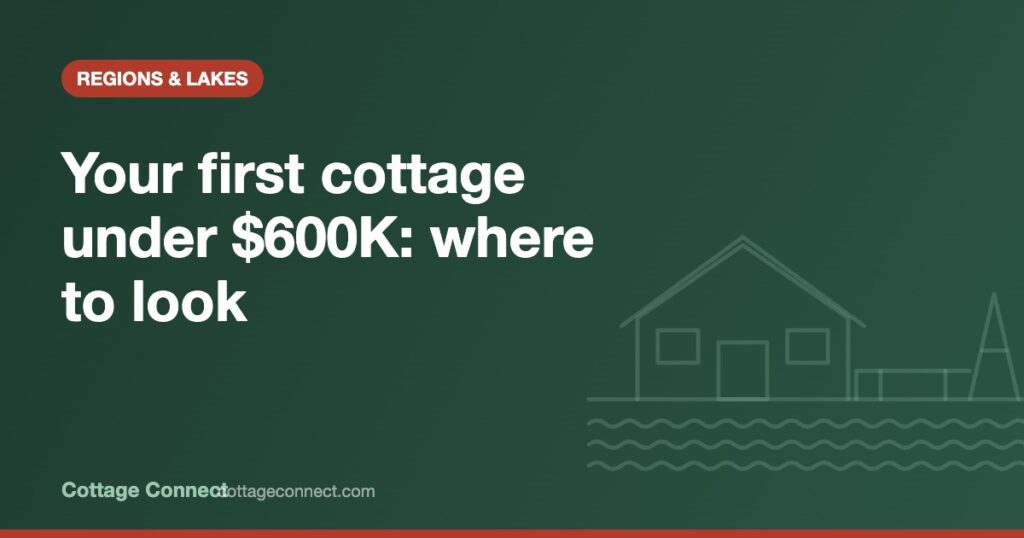 Small Ontario cottage on a quiet lake, illustrating a first cottage under $600K