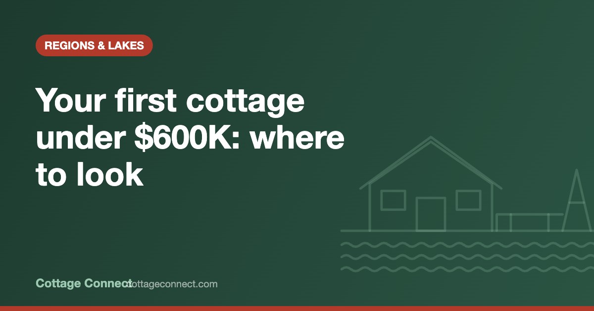 Small Ontario cottage on a quiet lake, illustrating a first cottage under $600K