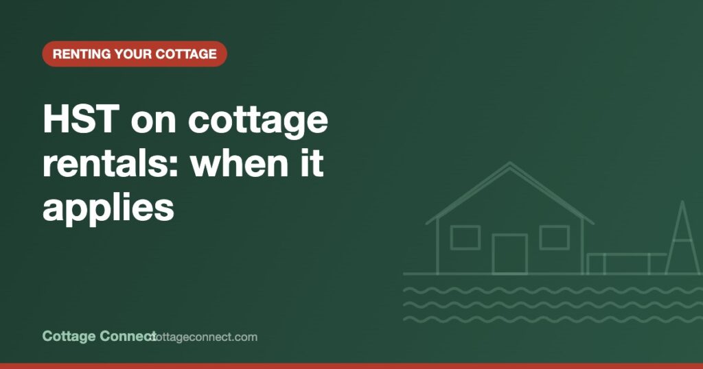 Cottage rental listing with a tax calculator, illustrating HST on cottage rentals in Ontario