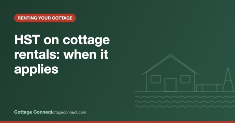 Cottage rental listing with a tax calculator, illustrating HST on cottage rentals in Ontario