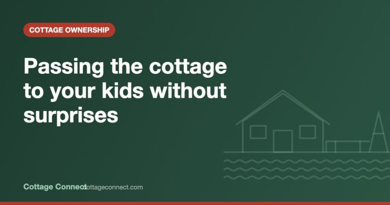 Three generations on a cottage dock, illustrating passing the cottage to your kids in Ontario