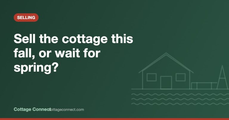 Cottage with fall colours and a dock, illustrating selling a cottage in the fall in Ontario