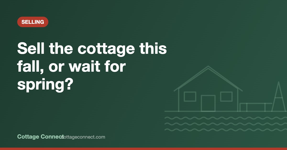 Cottage with fall colours and a dock, illustrating selling a cottage in the fall in Ontario